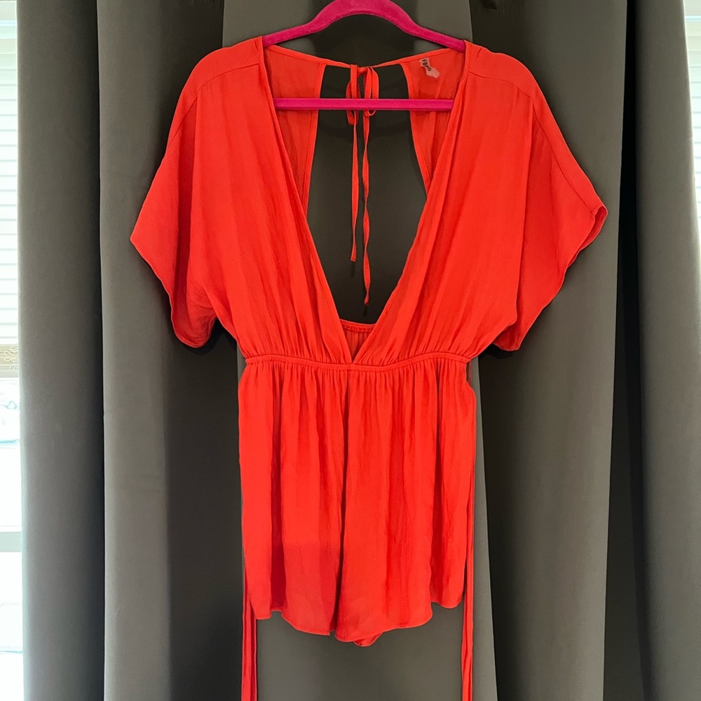 Red One Piece Bathing Suit Cover Up